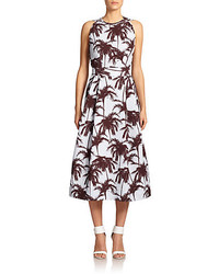 Yigal Azrouel Hawaiian Palm Print Jacquard Dress