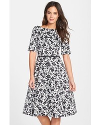 Maggy London Print Sateen Fit Flare Dress