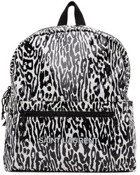 White and Black Print Nylon Backpack
