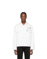 White and Black Print Nylon Shirt Jacket