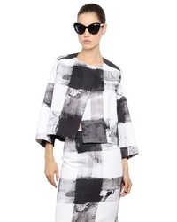 White and Black Print Outerwear