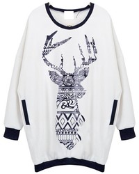 ChicNova Deer Print Pullover Sweatshirt