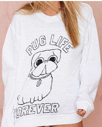 Dog Pug Life Print Sweatshirt