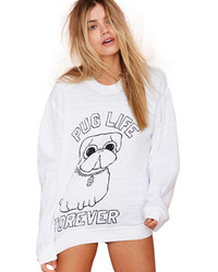 Dog Pug Life Print Sweatshirt
