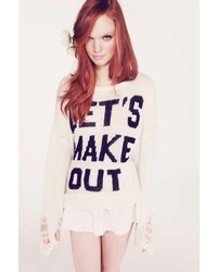 Wildfox Couture Lets Make Out Lennon Sweater In Clean White