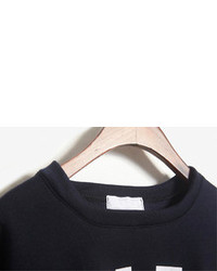 Lonely Print Crop Navy Sweatshirt