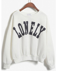 Lonely Print Crop Navy Sweatshirt