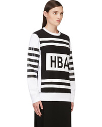Hood by Air Ssense Black White Striped Sweatshirt