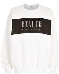River Island White Beaut Print Sweatshirt