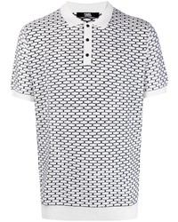 Karl Lagerfeld Geometric Embroidered Wool Polo Shirt
