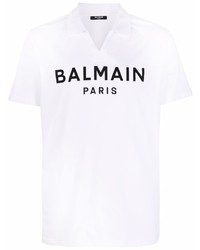 Balmain Logo Print Short Sleeve Polo Shirt