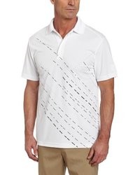 PGA Tour Short Sleeve Slash Printed Polo Bright White Small