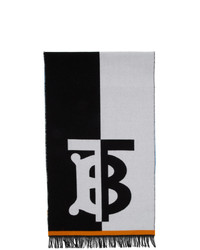 Burberry Blue And White Wool Football Scarf