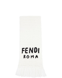 Fendi White Wool Logo Scarf