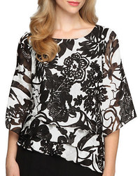 Alex Evenings Floral Tiered Chiffon Blouse