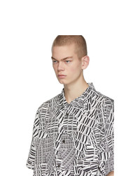 Alexander Wang Black And White Silk Logo Short Sleeve Shirt