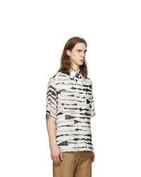 Burberry Black And White Silk Overlay Watercolor Shirt