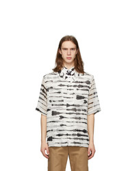Burberry Black And White Silk Overlay Watercolor Shirt