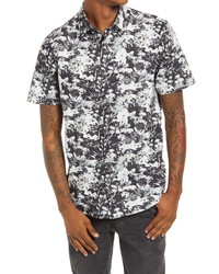 Topman Considered Floral Print Camouflage Short Sleeve Organic Cotton Button Up Shirt