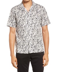 Theory Noll Prism Short Sleeve Stretch Cotton Button Up Camp Shirt