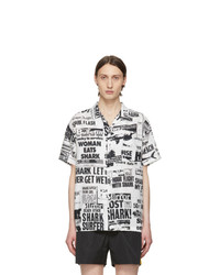 DOUBLE RAINBOUU Off White And Black Bad News Hawaiian Shirt