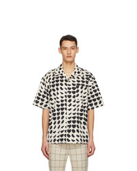 Marni Off White And Black Op Heart Short Sleeve Shirt