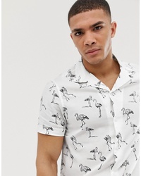 Burton Menswear Shirt With Flamingo In White