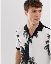 Burton Menswear Shirt With Palm Print Border In Black