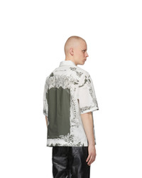 Givenchy Taupe Poplin Printed Short Sleeve Shirt