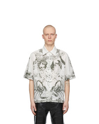 Givenchy Taupe Poplin Printed Short Sleeve Shirt