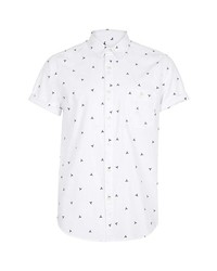 Topman Geometric Pattern Short Sleeve Shirt White Large