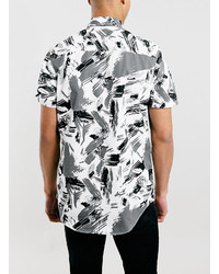 Topman Monochrome Fleck Print Short Sleeve Shirt