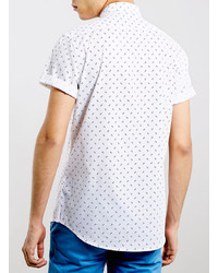 Topman Monochrome Geometrc Print Short Sleeve Smart Shirt