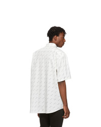 Balenciaga White And Black Allover Logo Short Sleeve Shirt