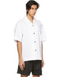 Palm Angels White Curved Logo Bowling Short Sleeve Shirt