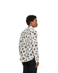 Saint Laurent Off White And Black Silk Flower Shirt