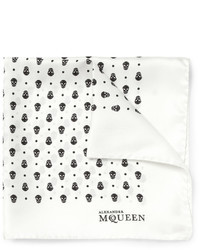 Alexander McQueen Skull Print Silk Pocket Square