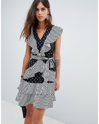 Y.a.s Dot And Stripe Mini Ruffle Dress