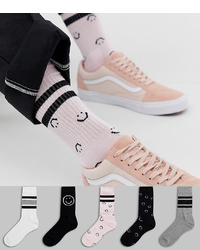ASOS DESIGN Sports Socks With Smile Design 5 Pack