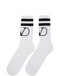 Valentino White And Black Garavani Vlogo Socks