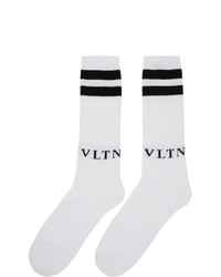 Valentino White And Black Garavani Vltn Socks