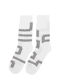 Versace White And Black Greek Key Socks