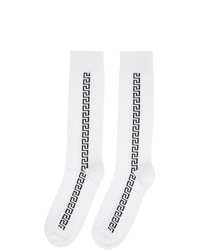 Versace White And Black Greek Key Socks
