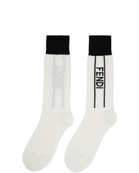 Fendi White And Black Logo Socks
