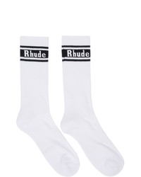 Rhude White And Black Logo Socks