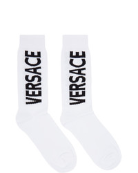Versace White And Black Logo Socks