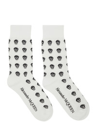 Alexander McQueen White And Black Short Skull Socks