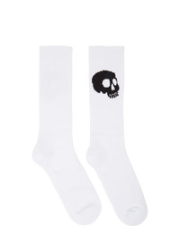 Palm Angels White And Black Skull Socks
