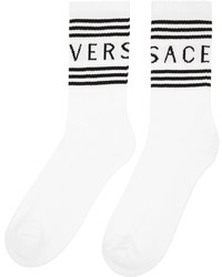 Versace White Black 1990s Logo Socks