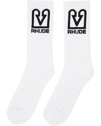 Rhude White Black Bank Logo Socks